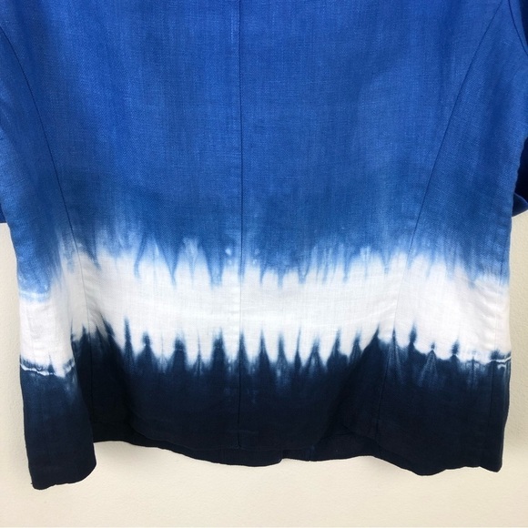 Lafayette 148 petite 100% Linen Short sleeve tie-dye blazer - Picture 9 of 11